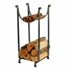 Enclume Arch Fireplace Log Rack Hammered Steel Finish - LR3 HS