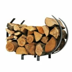Enclume Hoop Fireplace Log Rack With Handle Hammered Steel Finish - LR34 HS