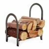 Enclume Offset Arch Fireplace Log Rack Hammered Steel Finish - LR4 HS