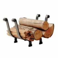 Enclume Premier Basket Fireplace Log Rack Hammered Steel Finish - LR9 HS