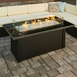 The Outdoor Greatroom Monte Carlo Linear Gas Fire Pit Table - MCR-1242-BLK-K