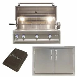 Artisan 3-Piece 36-Inch Built-In Gas Outdoor Kitchen Package W/ Optional Refrigerator