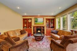 Buck Stove Model 1127 Ventless Gas Fireplace With Prestige Bookcase Mantel - 50-Inch -BBQDIRECT Sales model1127 prestiegemantle inuse