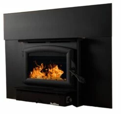 Buck Stove Model 21 Wood Insert With Blower - Heats Up To 1800 Square Feet -BBQDIRECT Sales model21 blackdoor blacktrimkit face left