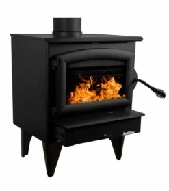 Buck Stove Model 21 Wood Stove With Blower - Heats Up To 1800 Square Feet -BBQDIRECT Sales model21 blackdoor newlegs right 1