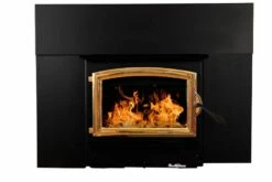 Buck Stove Model 21 Wood Insert With Blower - Heats Up To 1800 Square Feet -BBQDIRECT Sales model21 golddoor blacktrimkit center