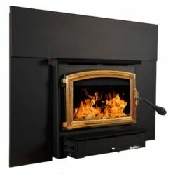 Buck Stove Model 21 Wood Insert With Blower - Heats Up To 1800 Square Feet -BBQDIRECT Sales model21 golddoor blacktrimkit right facing