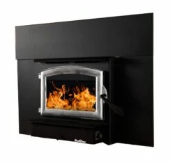 Buck Stove Model 21 Wood Insert With Blower - Heats Up To 1800 Square Feet -BBQDIRECT Sales model21 pewterdoor blacktrimkit face left