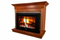 Buck Stove 32-Inch Ventless Gas Fireplace With Blower - 34 Manhattan -BBQDIRECT Sales model34 manhattancontemp cherry weatheredwood left