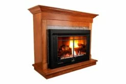 Buck Stove 32-Inch Ventless Gas Fireplace With Blower - 34 Manhattan -BBQDIRECT Sales model34 manhattancontemp cherry weatheredwood right