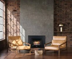 Buck Stove 32-Inch Ventless Gas Fireplace Insert With Blower - Model 384 -BBQDIRECT Sales model384 blacktrimkit inuse 1 1