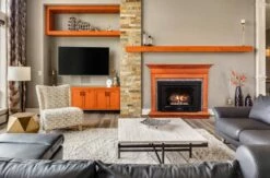 Buck Stove 32-Inch Ventless Gas Fireplace With Blower - 34 Manhattan -BBQDIRECT Sales model384 manhattancontemp cherry inuse 5