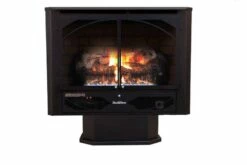 Buck Stove 32-Inch Ventless Gas Stove With Blower - Model 384 -BBQDIRECT Sales model384 pedestal center