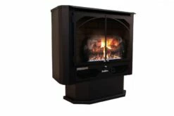 Buck Stove 32-Inch Ventless Gas Stove With Blower - Model 384 -BBQDIRECT Sales model384 pedestal right