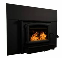 Buck Stove Model 74 Wood Insert With Blower - Heats Up To 2600 Square Feet -BBQDIRECT Sales model74 blackdoor blacktrimkit right