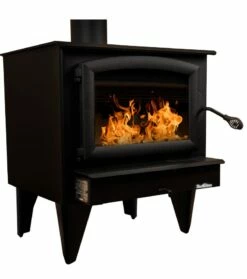 Buck Stove Model 74 Wood Stove With Blower- Heats Up To 2600 Square Feet -BBQDIRECT Sales model74 blackdoor newlegs right 3