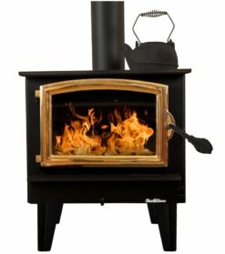 Buck Stove Model 74 Wood Stove With Blower- Heats Up To 2600 Square Feet -BBQDIRECT Sales model74 golddoor newlegs center 1