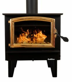 Buck Stove Model 74 Wood Stove With Blower- Heats Up To 2600 Square Feet -BBQDIRECT Sales model74 golddoor newlegs center 1