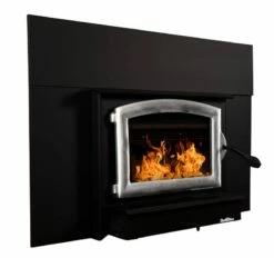 Buck Stove Model 74 Wood Insert With Blower - Heats Up To 2600 Square Feet -BBQDIRECT Sales model74 pewterdoor blacktrimkit right