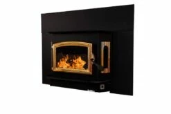 Buck Stove Model 81 Wood Insert With Blower - Heats Up To 2700 Square Feet -BBQDIRECT Sales model81 golddoor blacktrimkit left