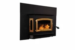 Buck Stove Model 81 Wood Insert With Blower - Heats Up To 2700 Square Feet -BBQDIRECT Sales model81 golddoor blacktrimkit right