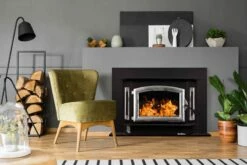 Buck Stove Model 81 Wood Insert With Blower - Heats Up To 2700 Square Feet -BBQDIRECT Sales model81 pewterdoor blacktrimkit inuse