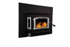 Buck Stove Model 81 Wood Insert With Blower - Heats Up To 2700 Square Feet -BBQDIRECT Sales model81 pewterdoor blacktrimkit right