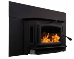 Buck Stove Model 91 Wood Insert With Blower - Heats Up To 3200 Square Feet -BBQDIRECT Sales model91 blackdoor blacktrimkit right