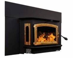 Buck Stove Model 91 Wood Insert With Blower - Heats Up To 3200 Square Feet -BBQDIRECT Sales model91 golddoor blacktrimkit right