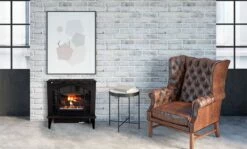 Buck Stove Townsend II Ventless Gas Stove - 26-Inch -BBQDIRECT Sales modeltownsend2 newlegs inuse