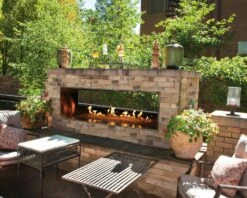 Empire Outdoor 60-Inch See Through Linear Fireplace With Fire Glass - OLL60SP12S / DG1 -BBQDIRECT Sales modern see through 1