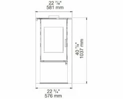 Nectre N65 Contemporary Wood Burning Stove By Vermont Bun Baker - Up To 2150 Square Feet -BBQDIRECT Sales n65 dims front