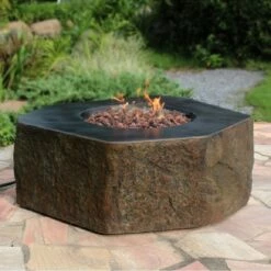 Elementi Columbia Hexagon Concrete Fire Table - OFG105 -BBQDIRECT Sales ofg105 lp ng 3