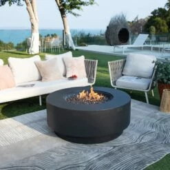 Elementi Plus Nimes Round Concrete Fire Table - FG414DG -BBQDIRECT Sales ofg414dg 1