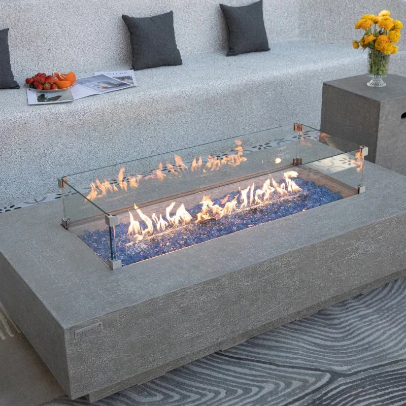 Elementi Plus Riviera Rectangular Concrete Fire Table - OFG415LG 4 Elementi Plus Riviera Rectangular Concrete Fire Table - OFG415LG - Image 2