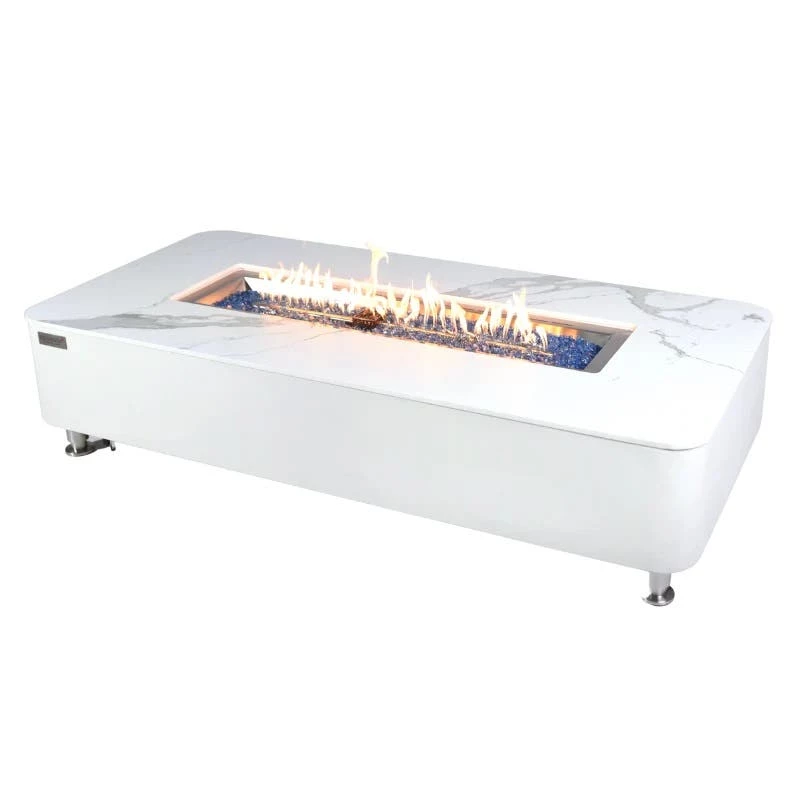 Elementi Plus Athens Rectangular Marble Fire Pit Table - OFP102BW 3 Elementi Plus Athens Rectangular Marble Fire Pit Table - OFP102BW