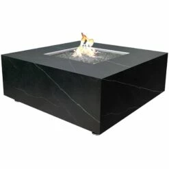 Elementi Plus Sofia Marble Porcelain Square Fire Pit Table - OFP103BB