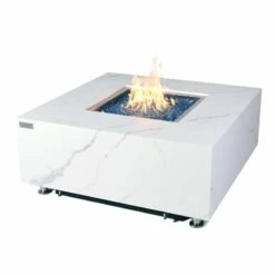 Elementi Plus Bianco Marble Porcelain Square Fire Table - OFP103BW