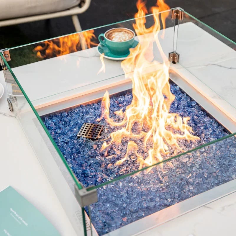 Elementi Plus Bianco Marble Porcelain Square Fire Table - OFP103BW 5 Elementi Plus Bianco Marble Porcelain Square Fire Table - OFP103BW - Image 3