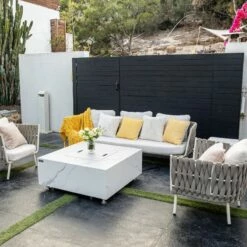 Elementi Plus Bianco Marble Porcelain Square Fire Table - OFP103BW 9 Elementi Plus Bianco Marble Porcelain Square Fire Table - OFP103BW -BBQDIRECT Sales ofp103bw 4