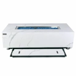 Elementi Plus Carrara Rectangular Marble Fire Table - OFP121BW -BBQDIRECT Sales ofp121bw 4