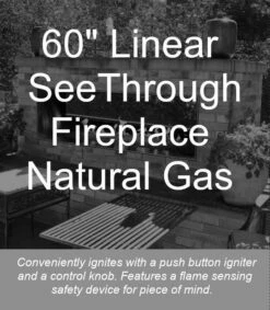 Empire Outdoor 60-Inch See Through Linear Fireplace With Fire Glass - OLL60SP12S / DG1 -BBQDIRECT Sales oll60sp12sn