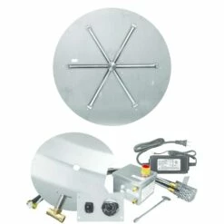 Firegear 34-Inch DIY Round Flat Pan Fire Pit Burner Kit With Remote - FPB-34DBSAWS-N