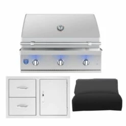 American Made Grills Atlas 36-Inch Built-In Gas Grill 3-Piece Outdoor Kitchen Package W/ Optional Refrigerator