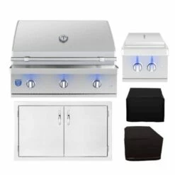 American Made Grills Atlas 36-Inch Built-In Gas Grill 5-Piece Outdoor Kitchen Package W/ Optional Refrigerator