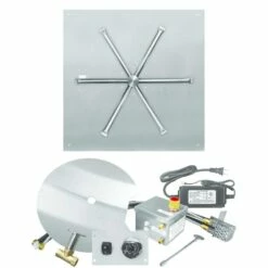 Firegear 34-Inch DIY Square Flat Pan Fire Pit Burner Kit With Remote - FPB-34SFBSAWS-N