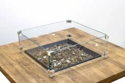 American Fyre Designs Square Glass Fire Table Wind Guard