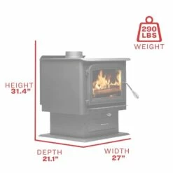 Ashley Large Wood Burning Stove - Heats Up To 2000 Square Feet -BBQDIRECT Sales wood stove ashley aw2020e p dims