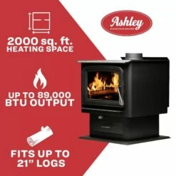 Ashley Large Wood Burning Stove - Heats Up To 2000 Square Feet -BBQDIRECT Sales wood stove ashley aw2020e p spec hero
