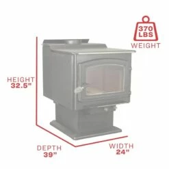 Ashley Extra Large Wood Burning Stove With Blower - Heats Up To 3200 Square Feet -BBQDIRECT Sales wood stove ashley aw3200 p dims